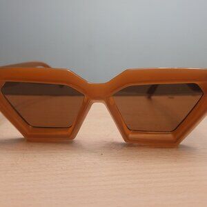 Breaksun Eyewear collection Thick Frame Cat Eye Sunglasses for Women (Amber)